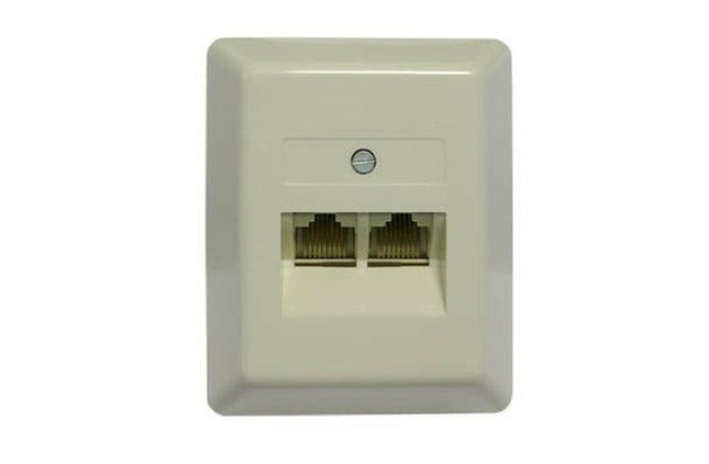 Tomada Telefone 8V/8C RJ45 2 Saídas Embutir - Creme-Fichas e cabos-EDC-Music Stage