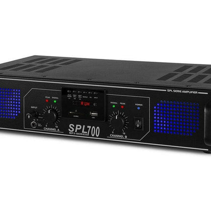 Amplificador PA 2x 350W FM/MP3 USB/SD 19" c/ Comando (SPL700MP3) - SPL-Amplificadores de Audio-Spl-Music Stage