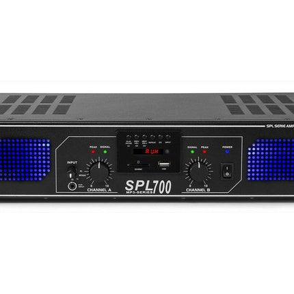 Amplificador PA 2x 350W FM/MP3 USB/SD 19" c/ Comando (SPL700MP3) - SPL-Amplificadores de Audio-Spl-Music Stage