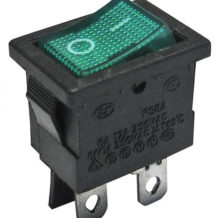 Interruptor Basculante 2 Circuitos 6A 250V Verde Luminoso-Componentes eletronicos-SMI-Music Stage