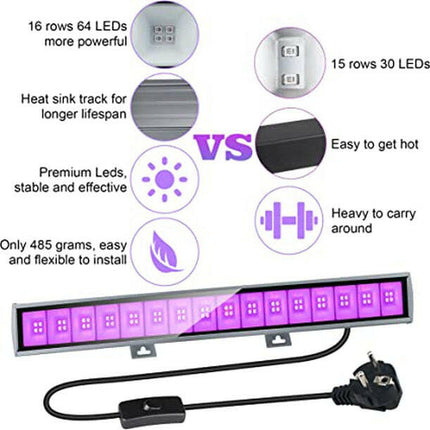 Barra Profissional LED UV 64Leds 36W-Luz Negra / UV-Eleganted-Music Stage