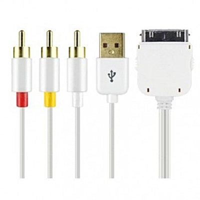 Adaptador Apple 30Pin Macho/RCA(Vídeo)+2xRCA(Audio)+USB-Fichas e cabos-SMI-Music Stage