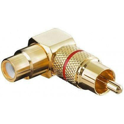 Adaptador RCA Macho / RCA Fêmea 90º Vermeho - Dourada-Fichas RCA-SMI-Music Stage