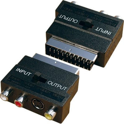 Adaptador Scart Macho / 3xRCA Fêmea (AV)+SVHSFêmea c/Int.-Fichas e cabos-Nimo-Music Stage