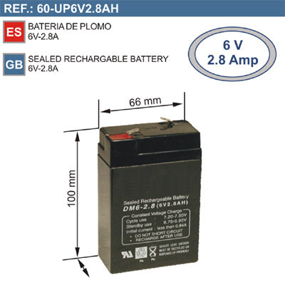 Bateria Ácida 6V 2,8Ah (66x100x33mm)-Energia-Kaise-Music Stage