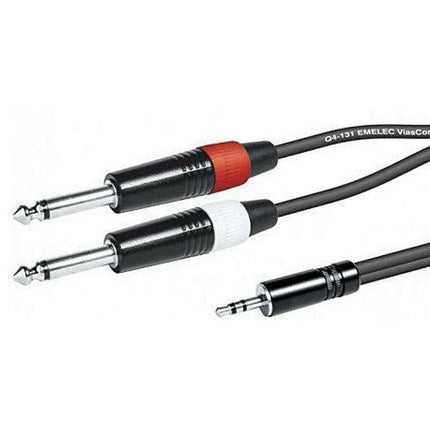 Cabo 3,5 Macho ST / 2x 6,35 Macho Mono 1,5mt-Cabos-Emelec-Music Stage