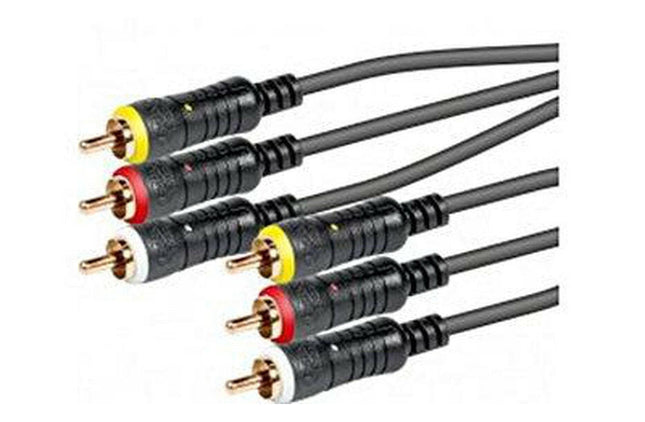 Cabo 3x RCA Macho / 3x RCA Macho 3mt (AV)-Cabos de Audio-Emelec-Music Stage