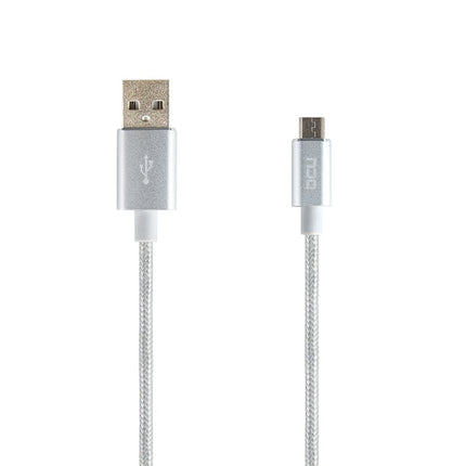 Cabo USB "A" Macho / Micro USB "B" Macho 1mt Prata Algodão-Fichas e cabos-DCU-Music Stage