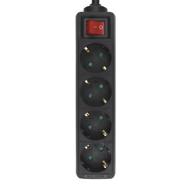 Extensão Eléctrica 4 Vias Shucko 1,5mt c/ Interruptor - Pret-Electricidade-SMI-Music Stage