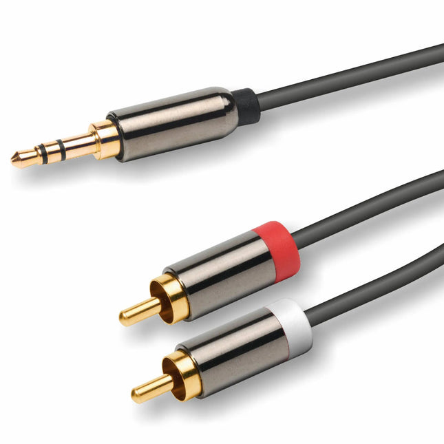 Cabo 3,5 Macho ST / 2x RCA Macho 0,7mt-Cabos-Emelec-Music Stage