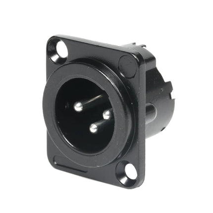 Ficha XLR Macho Painel Preta - Chassi-Fichas e cabos-Emelec-Music Stage