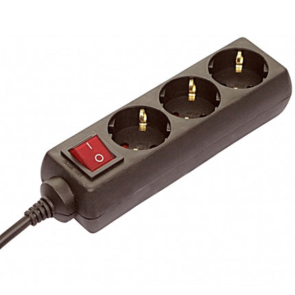 Extensão Eléctrica 3 Vias Shucko 3mt c/ Interruptor - Preto-Electricidade-SMI-Music Stage