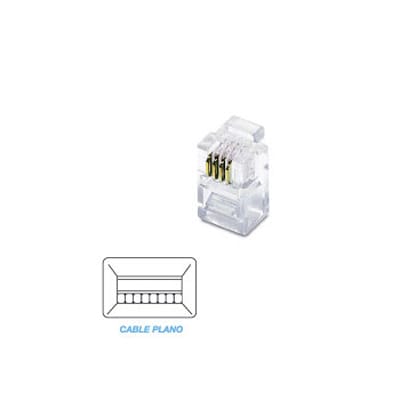 Ficha Telefone 4V/4C RJ10 p/ Cabo Plano-Fichas e cabos-EDC-Music Stage