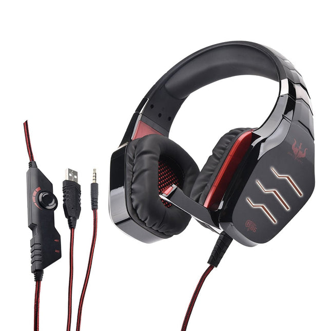Auscultadores Gaming c/ Microfone Led Vermelho-Som e luz-Ovleng-Music Stage