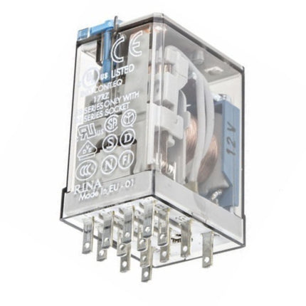 Relé DC 12V/4C/7A - Industrial + Indicador Mecânico-Componentes eletronicos-Finder-Music Stage