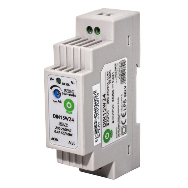 Fonte Alimentação AC230V/DC12V 1,25A 15W p/ Calha DIN-Electricidade-POS-Music Stage