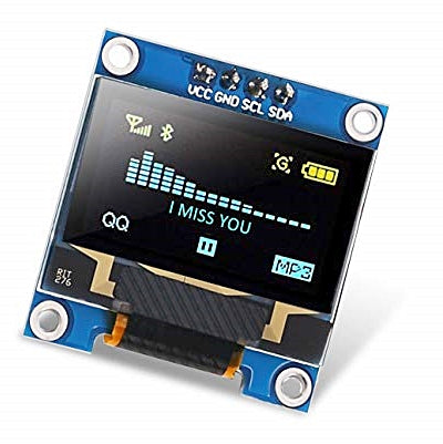 Módulo Display LCD OLED 0,96" I2C IIC 128x64 - Amarelo/Azul-Robotica e prototipagem-Funduino-Music Stage