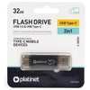 Pen Drive "2-EM-1" USB A 3.0 + USB-C 32GB (Preto)