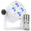 Projector LED PAR Aluminio 4x 18W (6 EM 1) RGBAW-UV DMX c/ Comando (BAC404W) Branco