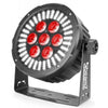 Projector LED PRO Aluminio PAR 7x 12W (6 EM 1) + 128 LED SMD RGBW-UV DMX c/ Comando (BAC502)
