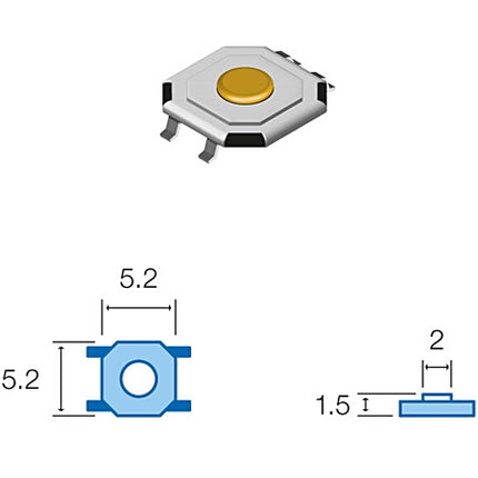 Pulsador DC 4Pin 1,5x5,2x5,2mm - 12V - 50mA-Componentes eletronicos-SMI-Music Stage