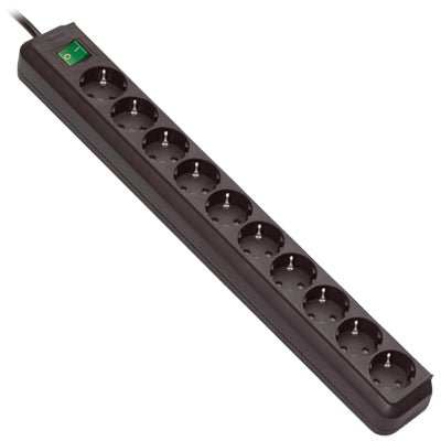 Extensão Eléctrica 10 Vias Shucko 3mt c/ Interruptor-Preta-Electricidade-Brennenstuhl-Music Stage