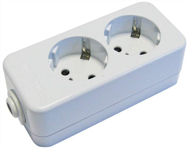 Tomada Eléctrica 2 Vias Schuko Branca p/ Cabo-Electricidade-SMI-Music Stage